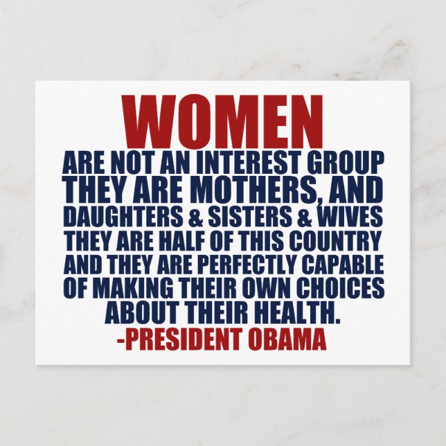 Women's Rights Obama Quote Postcard (Front)