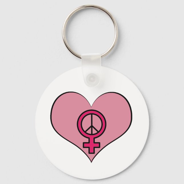 Womens Rights Protest Heart Feminist Keychain (Front)