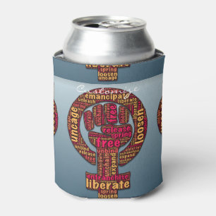 women's rights raised fist Thunder_Cove Can Cooler
