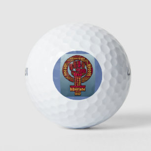 women's rights raised fist Thunder_Cove Golf Balls