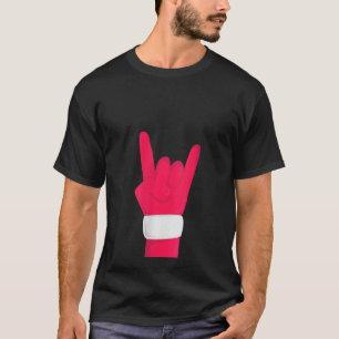 Womens Rock And Roll Hand Santa Christmas X Mas Mu T-Shirt
