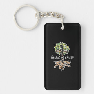 Womens Rooted in Christ Religious Christian Jesus Key Ring
