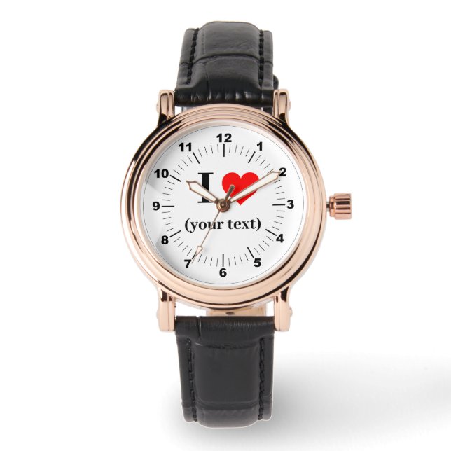 Women's Rose Gold Vintage- Custom I Heart Watch (Front)