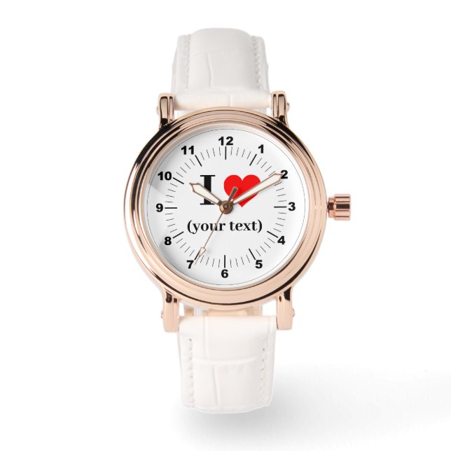 Women's Rose Gold Vintage- Custom I Heart Watch (Front)