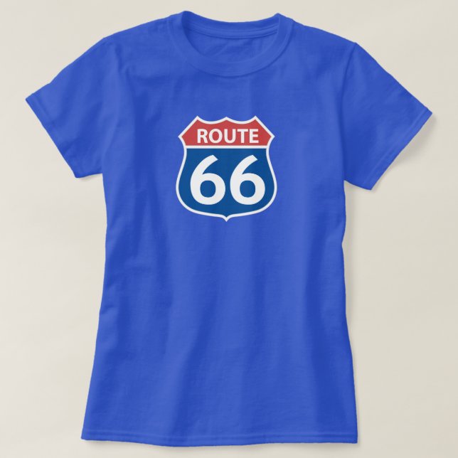 Women's ROUTE 66 RED, BLUE SIGN T-Shirt (Design Front)