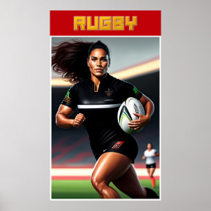 Women's Rugby Art Poster