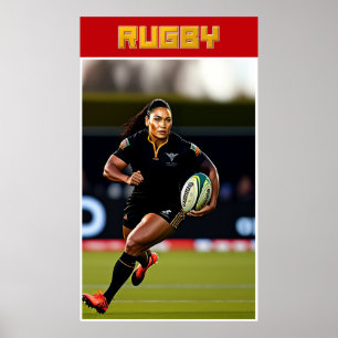 Women's Rugby Art Poster