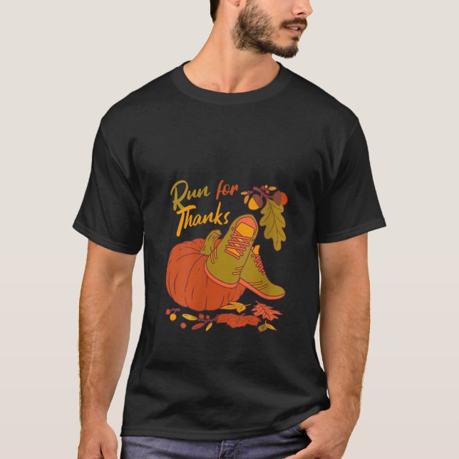 Womens Run for Thanks Nurse Thanksgiving Autumn Le T-Shirt (Front)