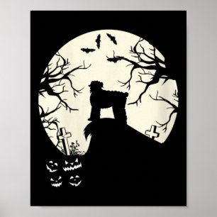 Womens Russian Black Terrier In The Moon Dog Poster