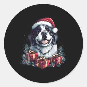 Womens Saint Bernard Santa Hat Funny Christmas St. Classic Round Sticker