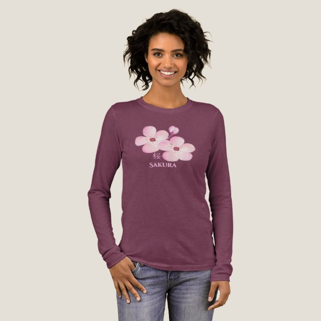 Women's Sakura Long Sleeve T-Shirt  Tri-Blend Shirt (Full Front)