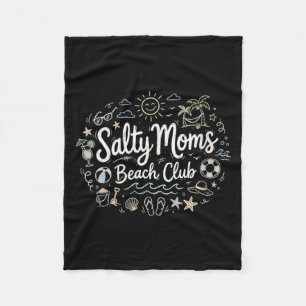 Womens Salty Moms Beach Club Ocean Loving Mothers Fleece Blanket