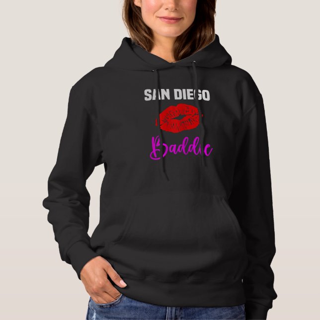 Womens San Diego   Lips City San Diego Baddie Hoodie (Front)