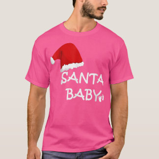Womens Santa BabyPregnancy Announcement Christmas  T-Shirt