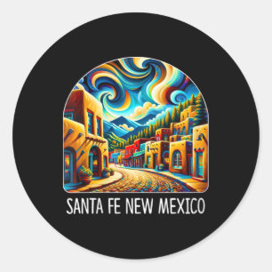Womens Santa Fe New Mexico - Expressionism Art - V Classic Round Sticker