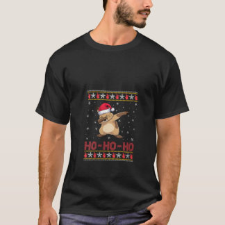 Womens Santa Hat Dabbing Pika Ho Ho Ho Funny Ugly  T-Shirt