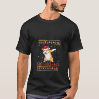 Womens Santa Hat Dabbing Welsh Corgi Ho Ho Ho Funn T-Shirt