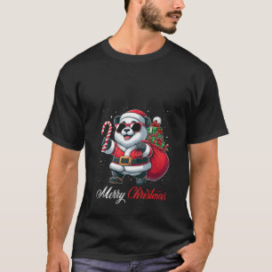 Womens Santa Panda Sunglasses Candy Cane Merry Chr T-Shirt