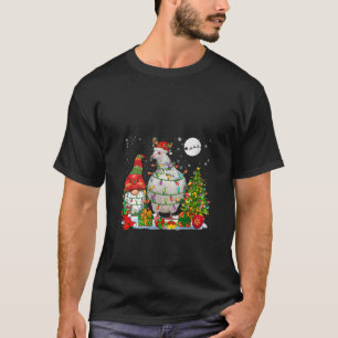 Womens Santa Reindeer Pigeon With Christmas Gnome T-Shirt