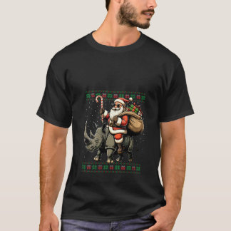 Womens Santa Riding Rhinoceros Animal Ugly Christm T-Shirt