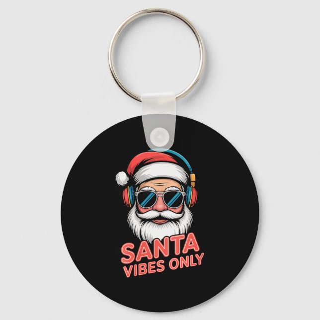 Womens Santa Vibes Only Funny P Culture Christmas  Key Ring (Front)