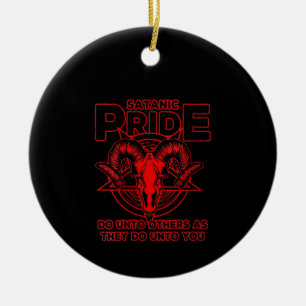 Womens Satanic Pride Satanism Pagan Goat Satan Ceramic Tree Decoration