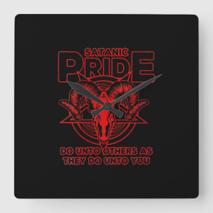 Womens Satanic Pride Satanism Pagan Goat Satan Square Wall Clock