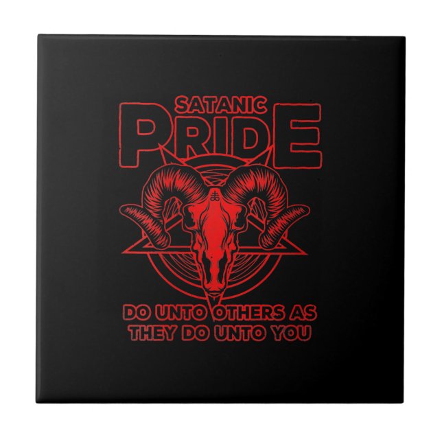 Womens Satanic Pride Satanism Pagan Goat Satan Tile (Front)