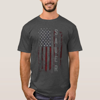 Womens SAUER Family American Flag VNeck funny T-Shirt