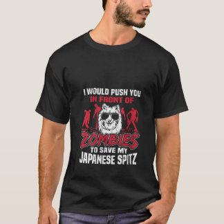 Womens Save My Japanese Spitz Dog From Zombies Fun T-Shirt
