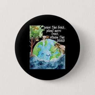 Womens Save The Bees - Environmental Protection 6 Cm Round Badge