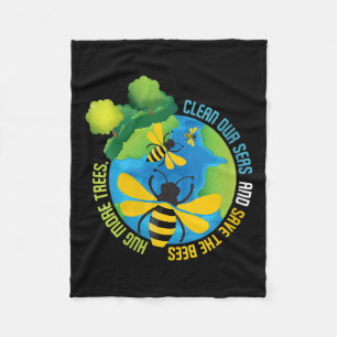 Womens Save The Bees - Environmental Protection Fleece Blanket