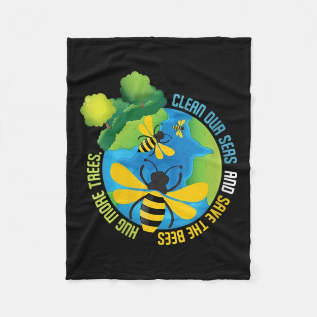 Womens Save The Bees - Environmental Protection Fleece Blanket (Front)