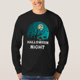 Womens Scary Halloween Broom Engraved Pumpkin Grav T-Shirt