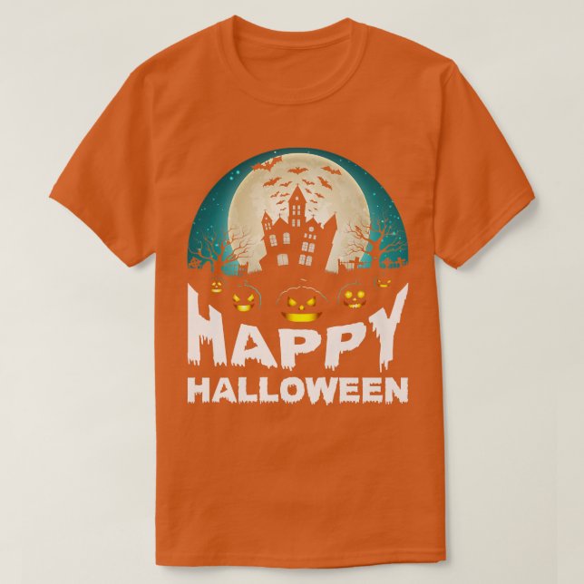 Womens Scary Halloween design broom engraved pumpk T-Shirt (Design Front)