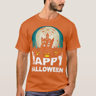 Womens Scary Halloween design broom engraved pumpk T-Shirt