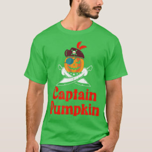 Womens Scary spooky Halloween captain pumpkin pira T-Shirt