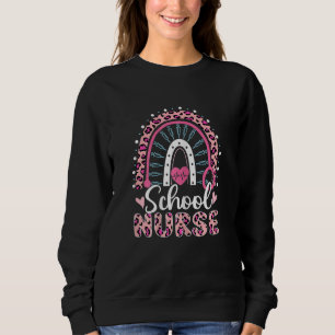 Womens School Nurse Last Day Of School Cute Rainbo Sweatshirt