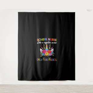 Womens School Nurse Unicorn Magical Back To School Tapestry