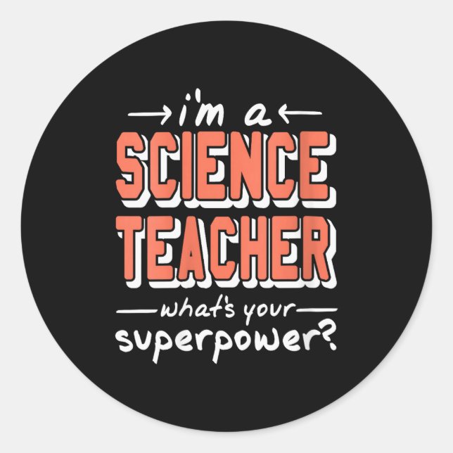Womens Science Teacher Superwer Funny Nerd Pride V Classic Round Sticker (Front)