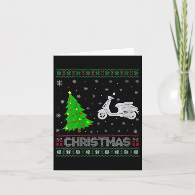 Womens Scooters Xmas Tree Lighting Ugly Christmas  Card (Front)