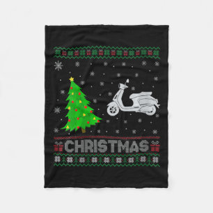 Womens Scooters Xmas Tree Lighting Ugly Christmas  Fleece Blanket