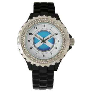 Women's Scotland Flag Rhinestone Enamel Watch
