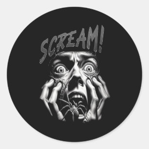 Womens Scream Horror Face Sder Terror Creepy Arach Classic Round Sticker