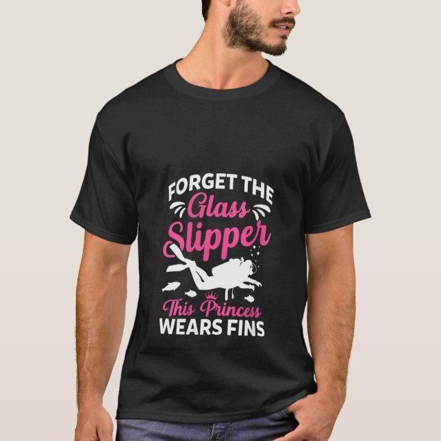 Womens Scuba Diving Diver Girl Forget Glass Slippe T-Shirt (Front)