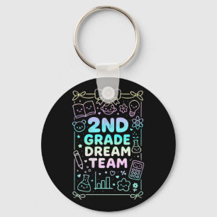 Womens Second Grade Dream Team Back To School Read Key Ring