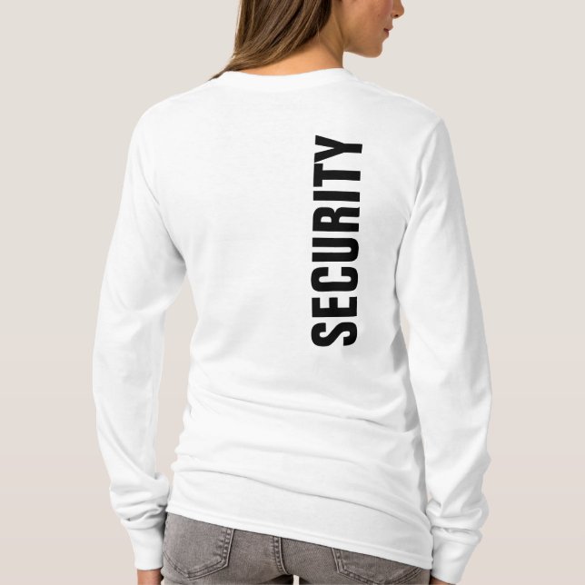 Womens Security T-Shirt Front Back Print White (Back)