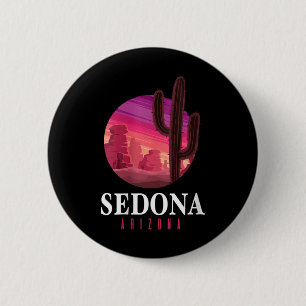 Womens Sedona Arizona Cactus Sunset Desert Sedona 6 Cm Round Badge