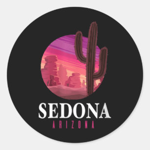 Womens Sedona Arizona Cactus Sunset Desert Sedona  Classic Round Sticker