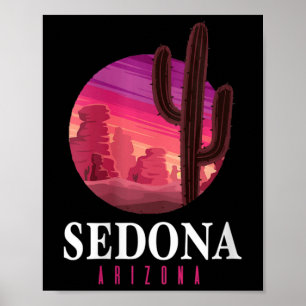 Womens Sedona Arizona Cactus Sunset Desert Sedona Poster